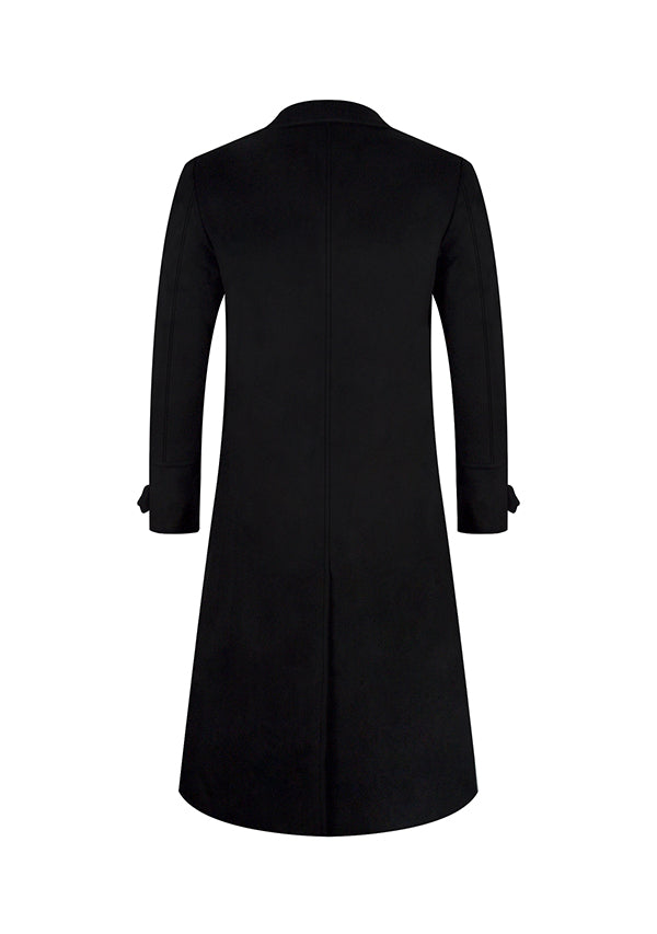 Men’s Black Double Breasted Wool Overcoat