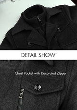Men's Black Single-breasted Wool Peacoat Jacket