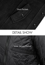 Men's Black Single-breasted Wool Peacoat Jacket