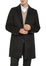 Men’s Black Slim Fit Wool Overcoat