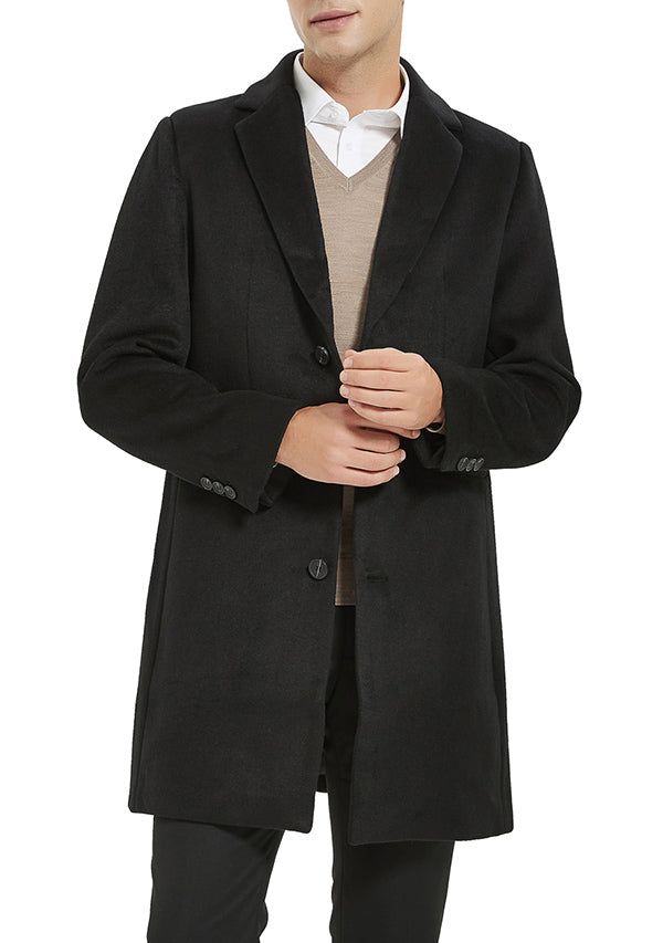 Men’s Black Slim Fit Wool Overcoat