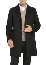 Men’s Black Slim Fit Wool Overcoat
