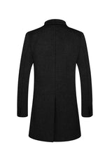 Men’s Black Slim Fit Wool Overcoat