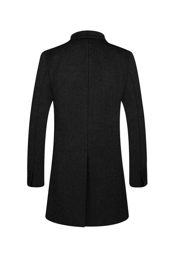 Men’s Black Slim Fit Wool Overcoat