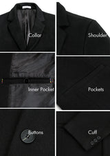 Men’s Black Slim Fit Wool Overcoat