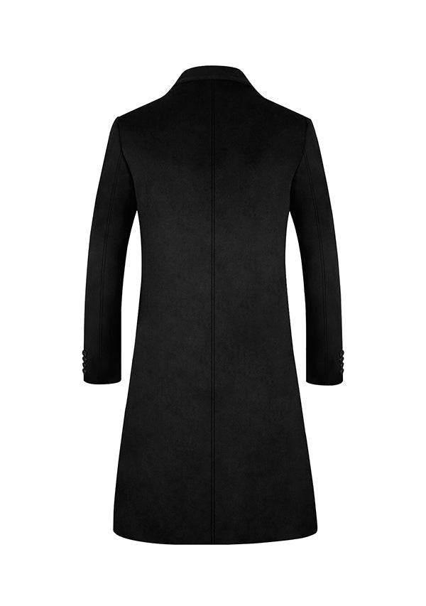 Men’s Black Single Breasted Wool Overcoat