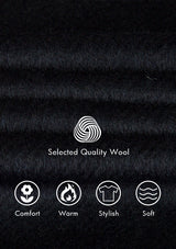 Men’s Balck Slim-Fit Wool Overcoat Fabric