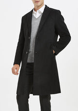 Men’s Black Slim Fit Wool Overcoat