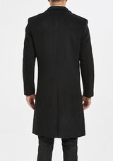 Men’s Black Slim Fit Wool Overcoat