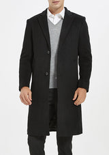 Men’s Black Slim Fit Wool Overcoat