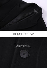Men’s Balck Slim-Fit Wool Overcoat