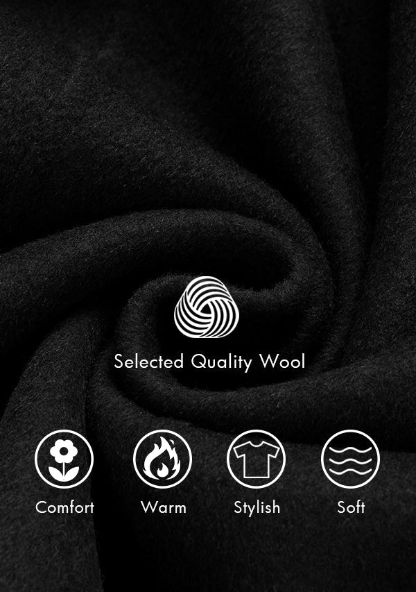 Men’s Black Slim Fit hooded Wool Overcoat