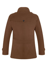 Men's Camel Single-breasted Wool Peacoat Jacket