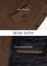 Men's Camel Single-breasted Wool Peacoat Jacket