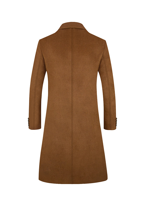 Men’s Camel Single Breasted Wool Overcoat