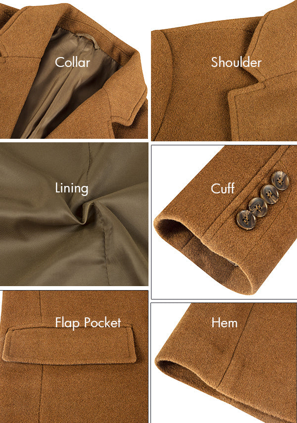 Men’s Camel Single Breasted Wool Overcoat