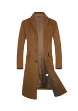 Men’s Camel Single Breasted Wool Overcoat