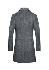 Men's Grey Houndstooth Single-breasted Wool Overcoat