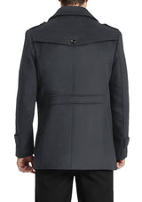 Men's Grey Single-breasted Wool Peacoat Jacket