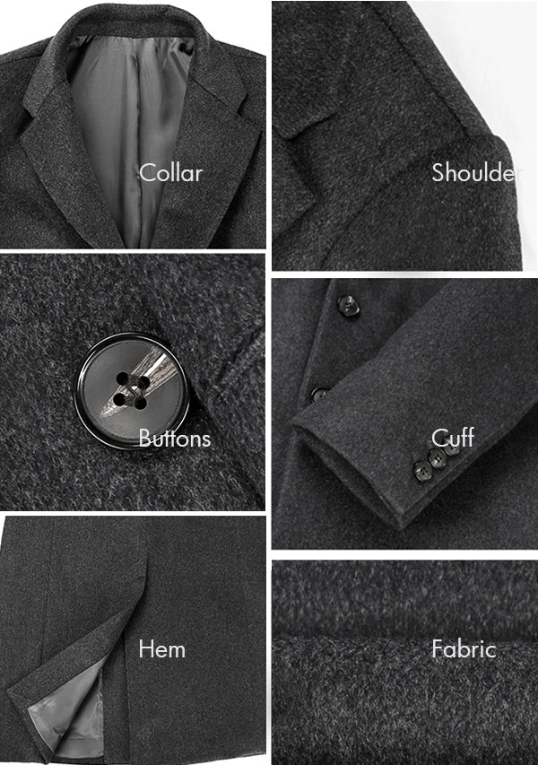 Men’s Grey Slim Fit Wool Overcoat