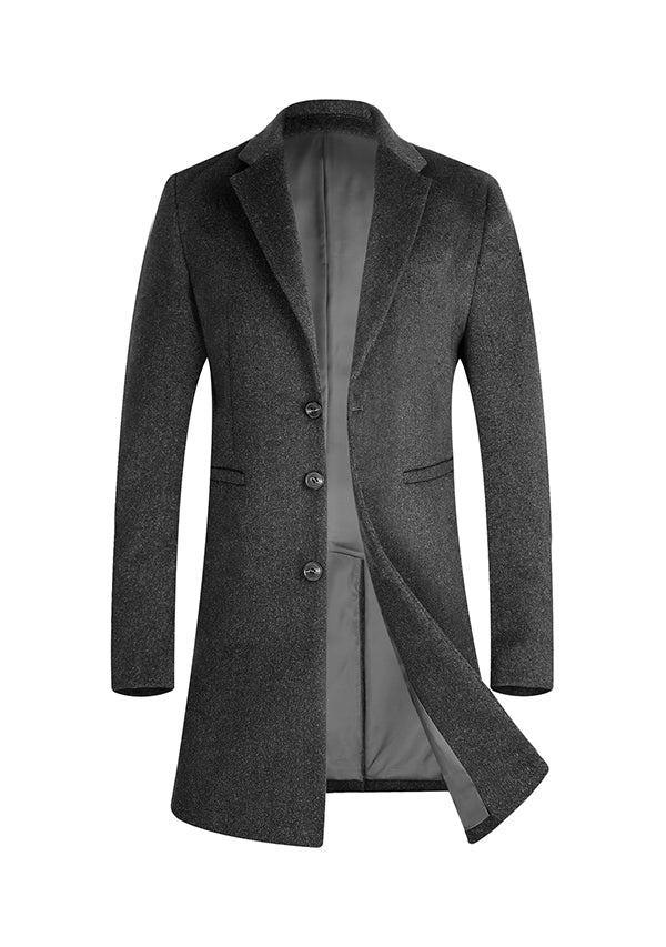 Men’s Grey Slim Fit Wool Overcoat