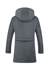 Men's Grey Zipper Hooded Wool Peacoat