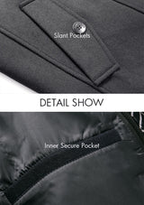 Men's Grey Wool Peacoat Jacket with Removable Scarf