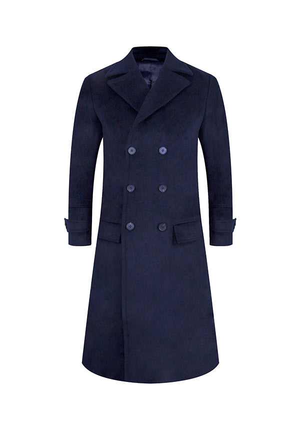 Men’s Navy Double Breasted Wool Overcoat