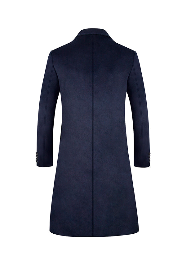 Men’s Navy Single Breasted Wool Overcoat