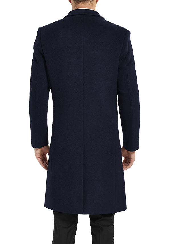Men’s Navy Slim Fit Wool Overcoat
