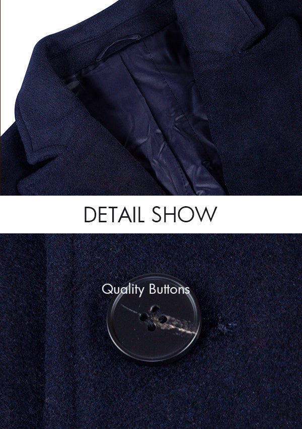 Men’s Navy Slim-Fit Wool Overcoat
