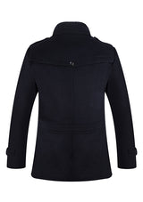 Men's Navy Single-breasted Wool Peacoat Jacket