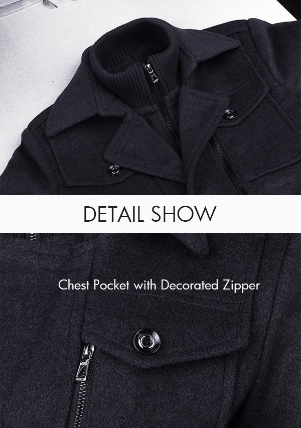 Men s Navy Single breasted Wool Peacoat Jacket