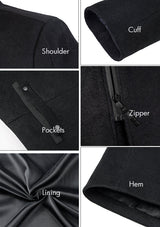 Men's Black Zipper Hooded Wool Peacoat Jacket